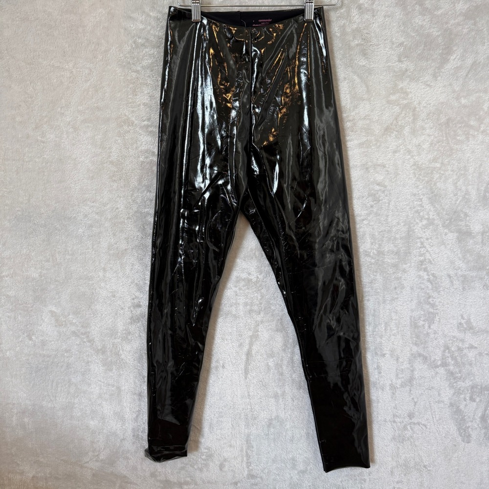 Commando Womens Black Patent Faux Leather Leggings High Rise Slim Fit Small - Picture 2 of 8